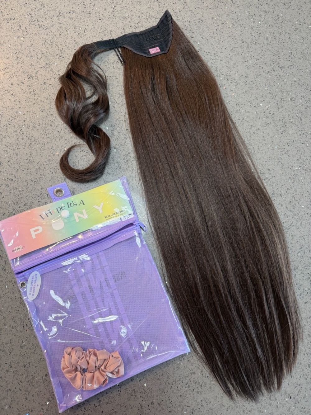 Sleek Dark Brown Clip-In Ponytail Extension with Wrap-Around Section